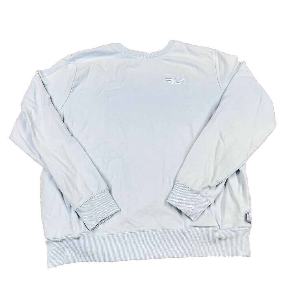 FILA French Terry Sweatshirt Womens M Blue Crewneck Pullover Pockets Lounge - Picture 3 of 9